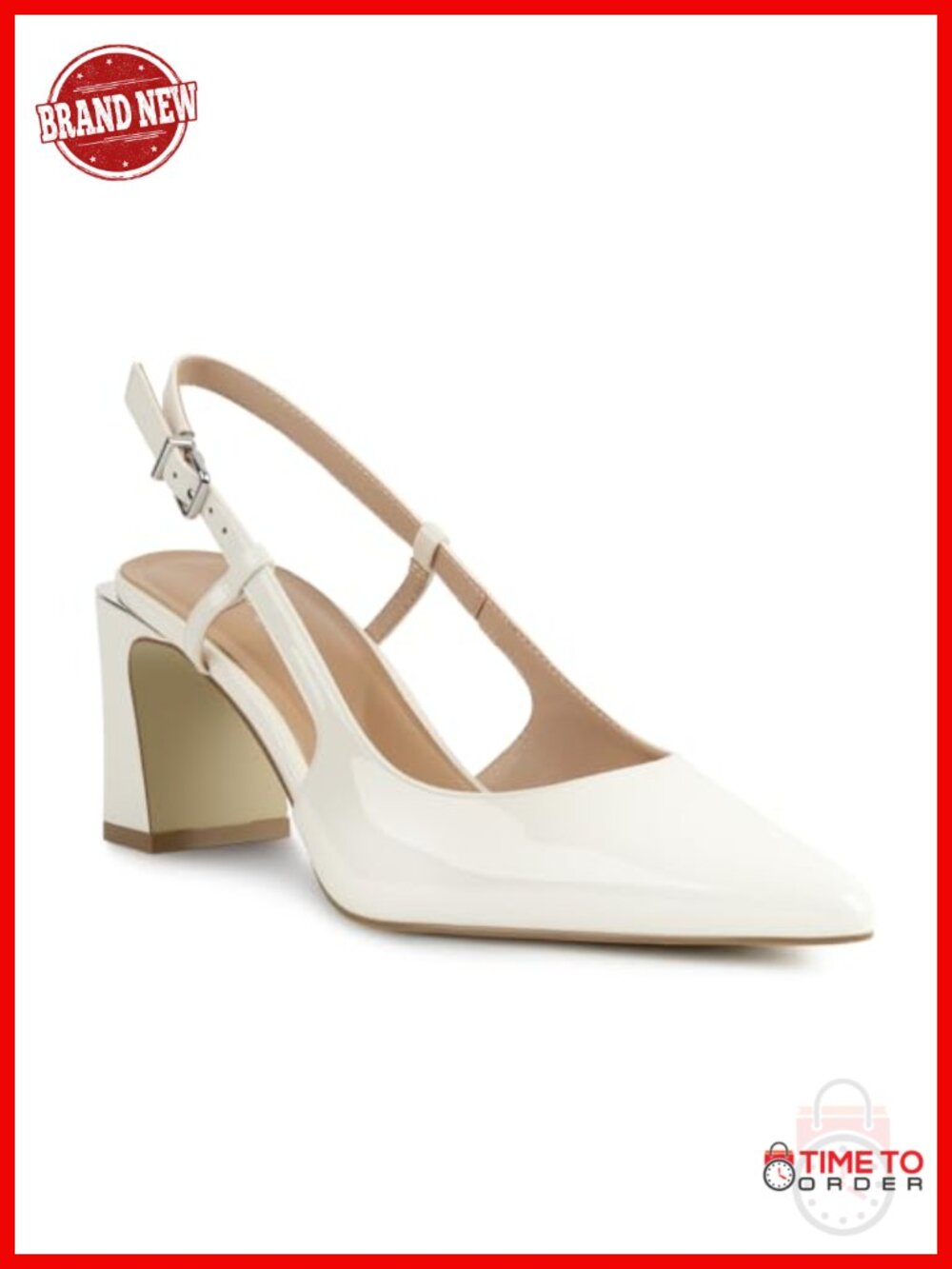 Women's Slingback Block Heel Pointed Toe Pumps Comfortable Dress Shoes